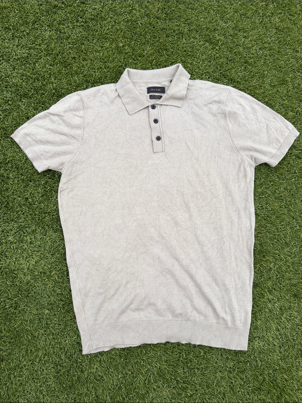 Men's Short-Sleeve Polo Knit Shirt - Light Cream